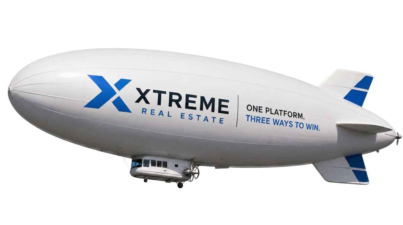 Xtreme Real Estate blimp - one platform, three ways to win
